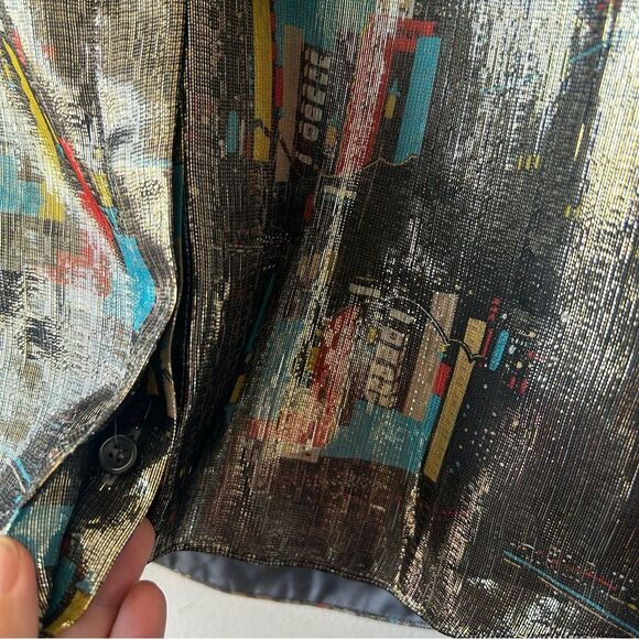 J.W.Anderson Shimmering Silk Blouse with abstract cityscape pattern - Picture 8 of 14